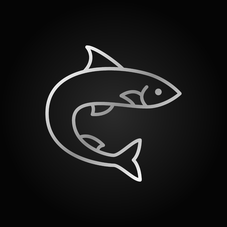 Trout or salmon fish silver vector icon on dark backgroundのイラスト素材