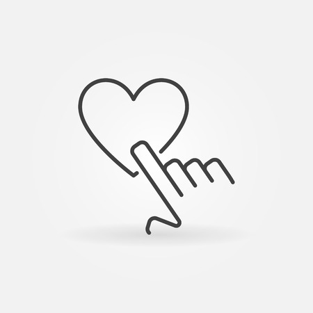Hand pointing heart vector outline iconのイラスト素材
