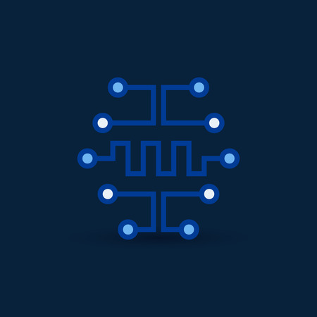 Cyber brain icon. Vector digital circuit board brain concept symbol on dark backgroundのイラスト素材