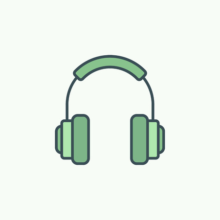 Green On-Ear Headphones vector icon or logo elementのイラスト素材