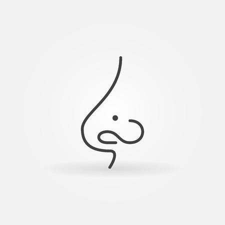 Nose piercing icon. Vector human nose with piercing concept minimal symbol in thin line styleのイラスト素材