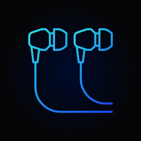 In-Ear Wired Headphones blue icon - vector outline signのイラスト素材