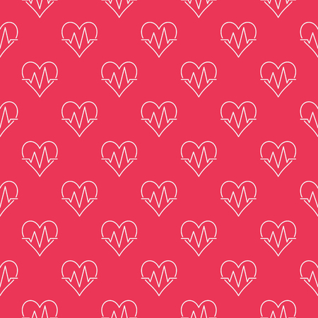 Seamless red pattern of heartbeat. Vector backgroundのイラスト素材