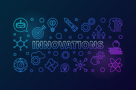 Innovations vector creative outline horizontal illustrationのイラスト素材