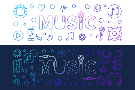 Music modern vector colored banners in outline styleの写真素材