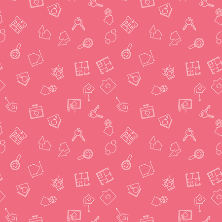 Real estate vector red line seamless business patternのイラスト素材