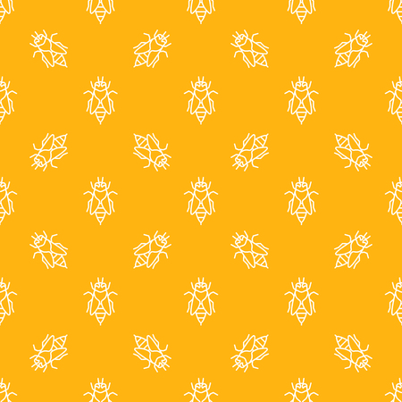 Seamless vector pattern with Honey Bees line iconsのイラスト素材