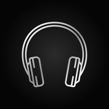 Headphone silver outline icon. Vector headphones symbolのイラスト素材