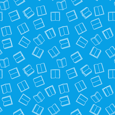 Books seamless outline blue pattern. Vector backgroundのイラスト素材