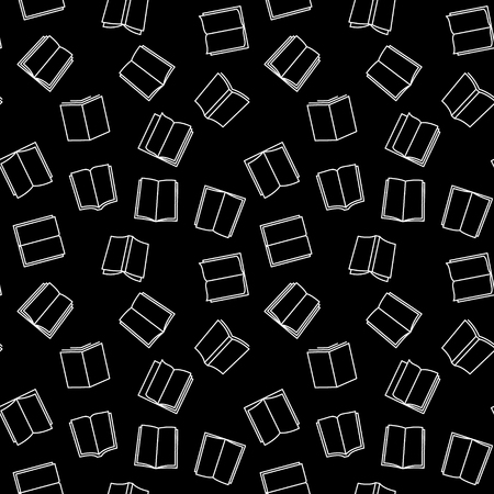 Books vector dark seamless pattern in outline styleのイラスト素材