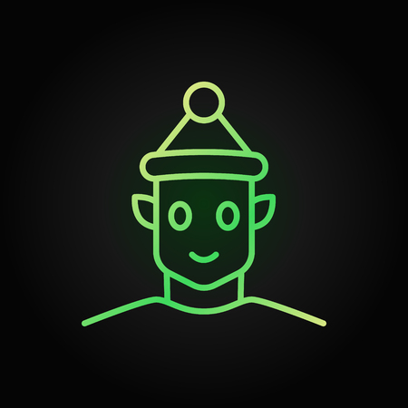 Christmas Elf colored icon in line style on dark backgroundのイラスト素材