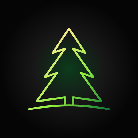 Christmas tree green line vector icon on dark backgroundのイラスト素材