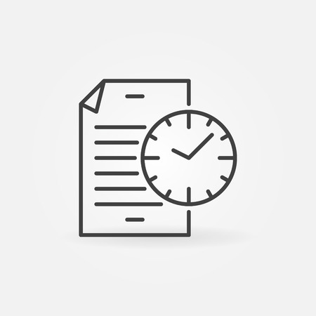 Document with clock icon. Vector file with time concept sign in thin line styleのイラスト素材