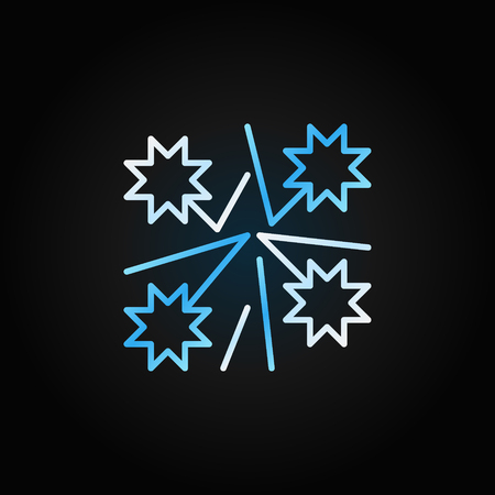 Christmas Firework blue line vector icon on dark backgroundのイラスト素材