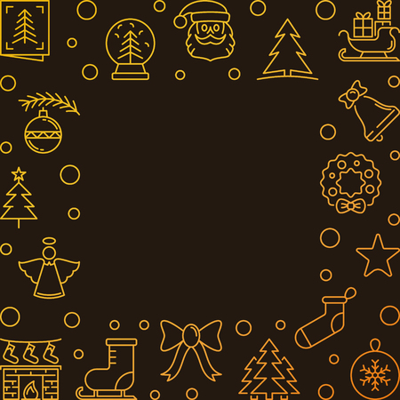Vector Xmas golden background with empty space. Christmas and New Year minimal square frameのイラスト素材