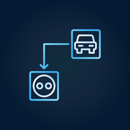 Electric car with socket vector colored line iconのイラスト素材