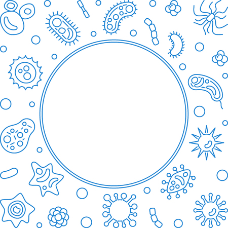 Virus blue frame. Vector concept virology line illustrationのイラスト素材