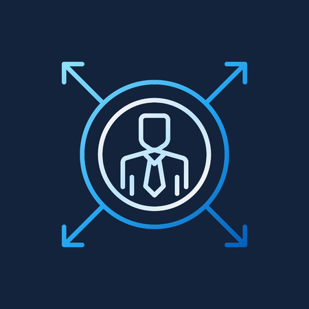 Man in circle with arrows outline creative vector iconのイラスト素材