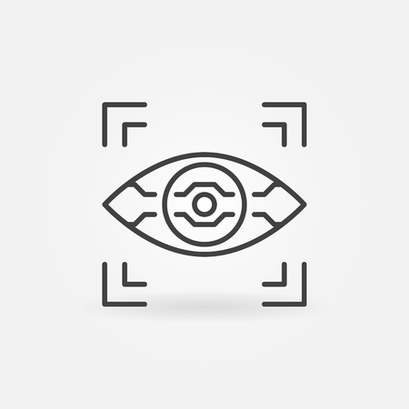 AI Eye vector icon or sign in thin line styleのイラスト素材