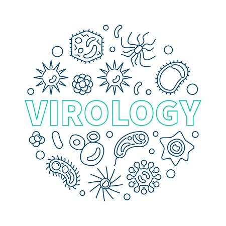 Virology round creative vector outline biology illustrationのイラスト素材