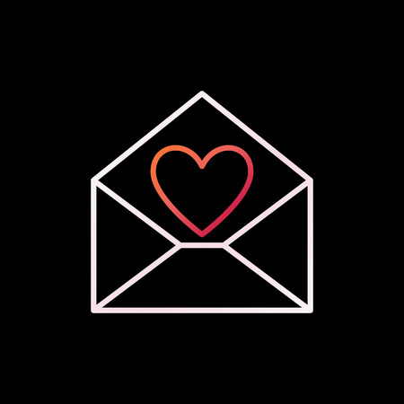 Envelope with Heart vector outline colored iconのイラスト素材