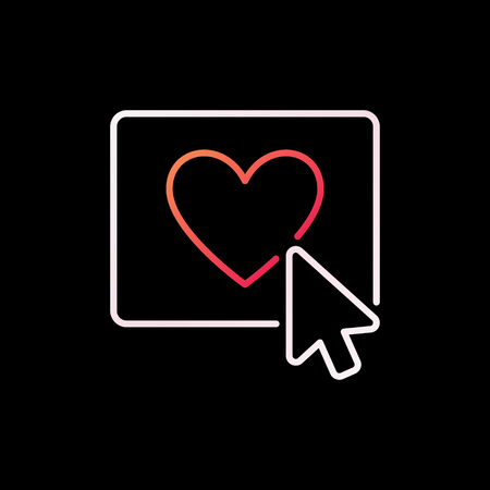 Mouse click on Heart Button vector colorful outline icon or signのイラスト素材