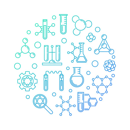 Biochemistry and Molecular Biology vector blue concept round outline illustration on white backgroundのイラスト素材