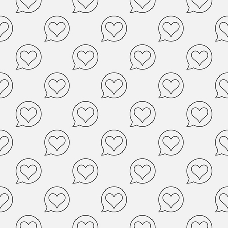 Heart in Speech Bubble vector concept seamless pattern in thin line styleのイラスト素材