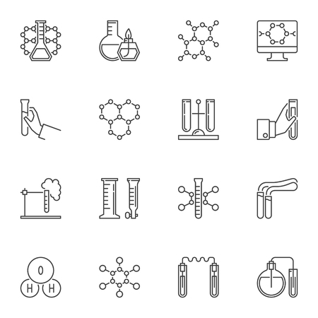 Chemical research vector concept icons in outline styleのイラスト素材