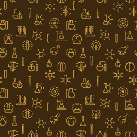 Chemistry and Science vector creative outline seamless pattern or backgroundのイラスト素材