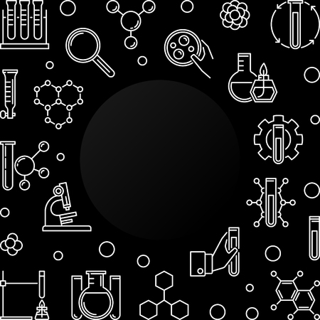 Chemistry vector illustration with round frame in thin line styleのイラスト素材