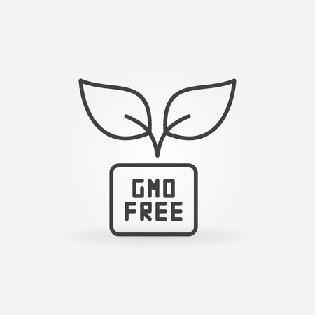 GMO Free with Leaves vector concept icon in thin line styleのイラスト素材