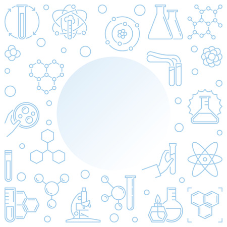 Chemistry outline vector illustration with empty space for textのイラスト素材
