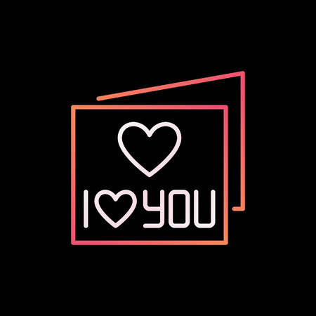 I Love You Card vector colored thin line icon or logo elementのイラスト素材