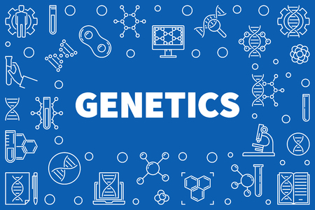 Vector Genetics outline horizontal frame or illustrationのイラスト素材