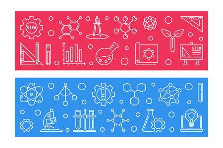 STEM Education vector creative concept outline bannersのイラスト素材