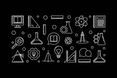 Back to School vector concept outline horizontal illustrationのイラスト素材