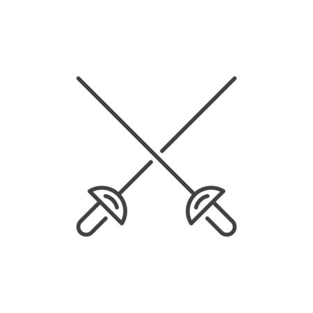 Crossed Rapiers vector concept icon in thin line styleのイラスト素材
