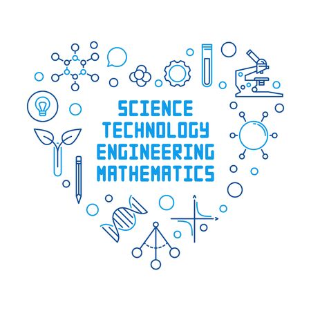 Science, Technology, Engineering and Math vector outline Heartのイラスト素材