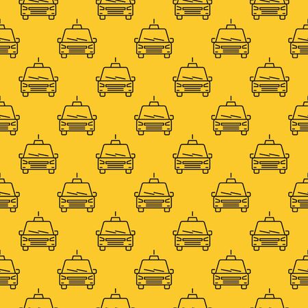 Seamless Pattern with Taxi Car line icon. Vector backgroundのイラスト素材