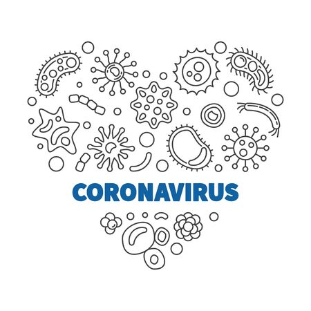 Vector Coronavirus Heart concept linear illustrationのイラスト素材