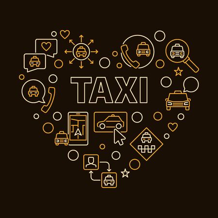 Taxi Heart vector creative concept linear illustrationのイラスト素材