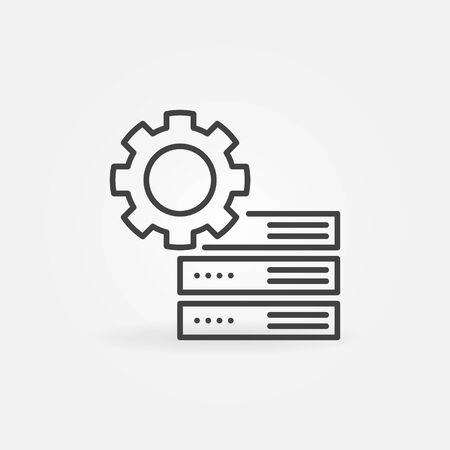 Server with Gear vector thin line concept icon or design elementのイラスト素材