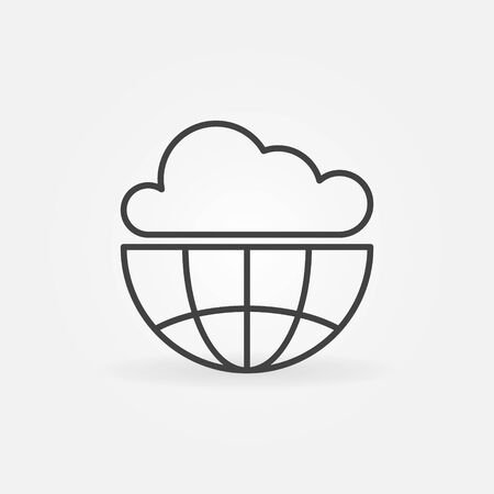 Cloud with Earth outline icon. Vector Cloud Computing Technology concept symbol or design elementのイラスト素材