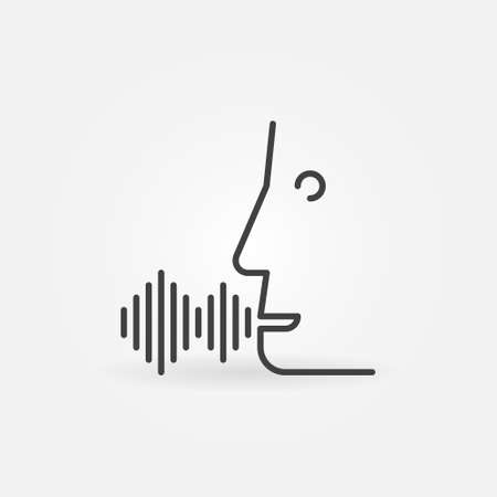 Voice Command linear icon. Face with Sound Wave signのイラスト素材