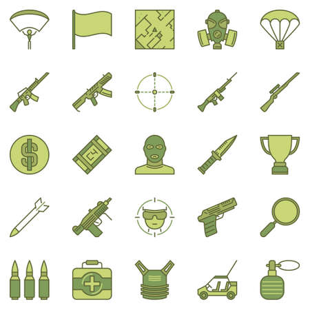 Battle Royale Game concept colored vector icons setのイラスト素材