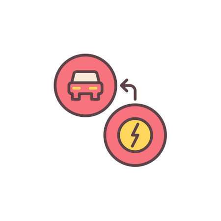 EV Charging vector concept colored simple iconのイラスト素材