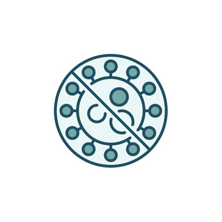 Stop Virus colored vector icon - No Bacteria signのイラスト素材