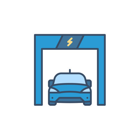 Electric Vehicle vector concept colored iconのイラスト素材