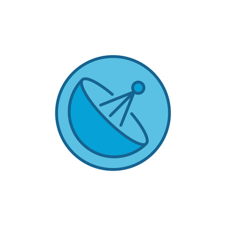 Parabolic Satellite Dish in Circle vector concept blue iconのイラスト素材
